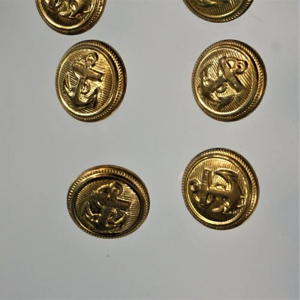 Vintage Anchor Buttons Gold Tone Lot Of 8